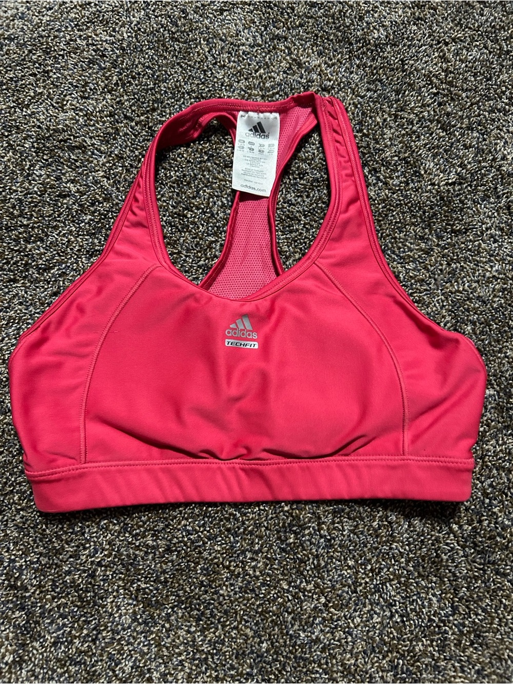 Adidas TechFit large pink sports bra athletic athleisure gym running workout
